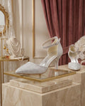 Goldstar Tam Taşlı Krem Stiletto – Bridal Crystal