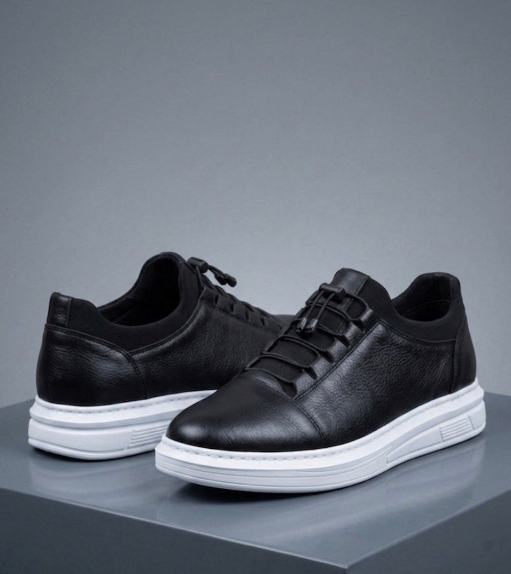 Büyük Numara Erkek Deri Sneaker Beyaz Taban