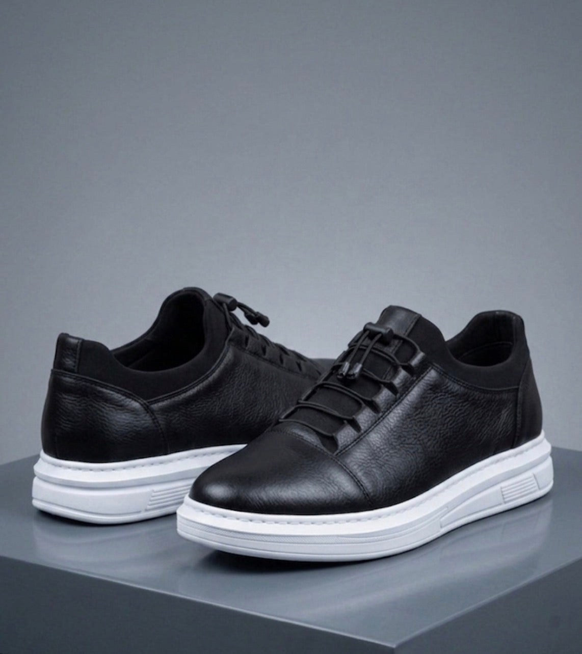 Büyük Numara Erkek Deri Sneaker Beyaz Taban