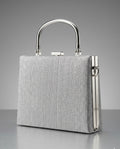 Gümüş Metal Saplı Abiye Çanta – Işıltılı Box Bag