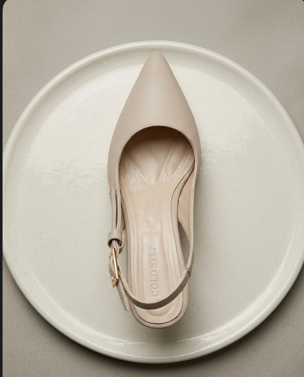 Krem İnce Stiletto Topuklu Slingback