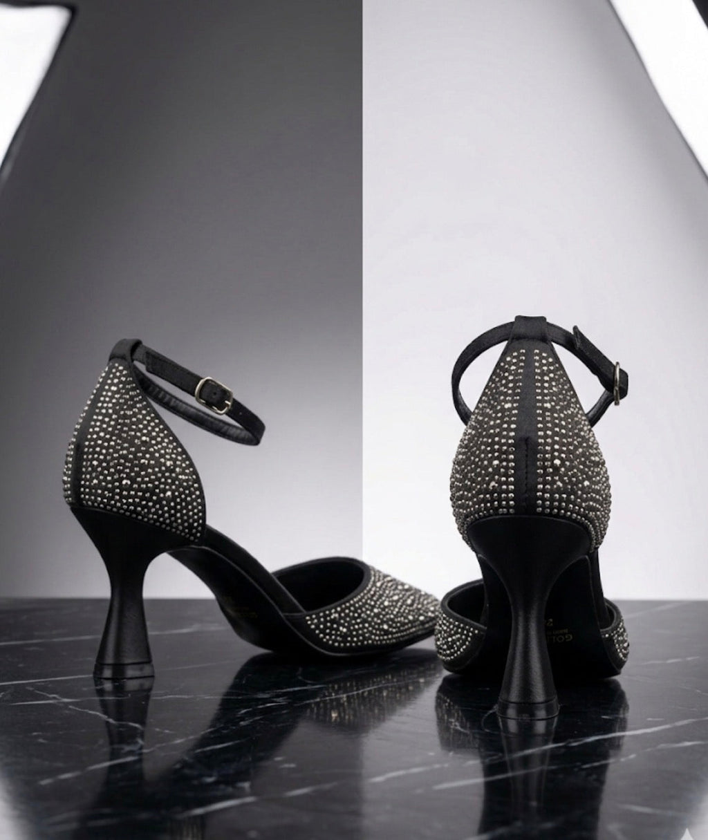Gold Luxe Tam Taşlı Siyah – Full Crystal Glamour