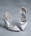 Goldstar Çapraz Kristal Bantlı Gri Saten – Silver Bridal