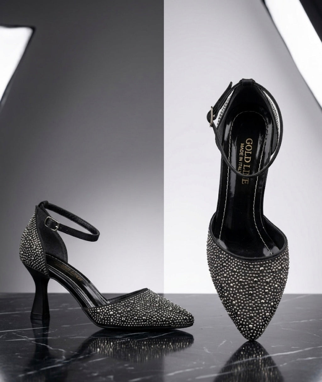 Gold Luxe Tam Taşlı Siyah – Full Crystal Glamour
