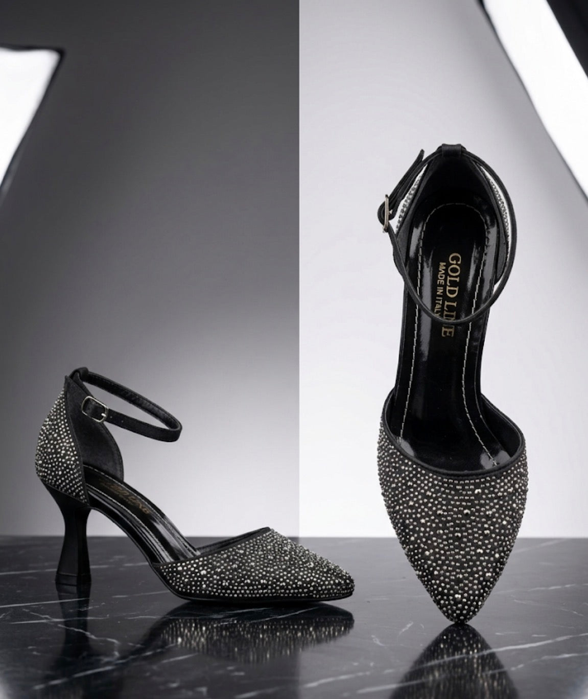 Gold Luxe Tam Taşlı Siyah – Full Crystal Glamour