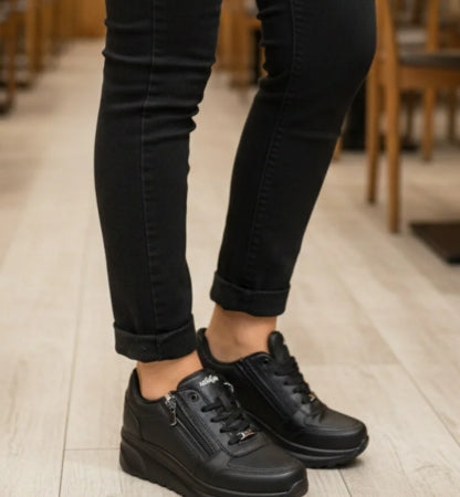 Wickers 2161 Siyah Kadın Günlük Sneaker Fermuar Yüksek Taban Spor Ayakkabı