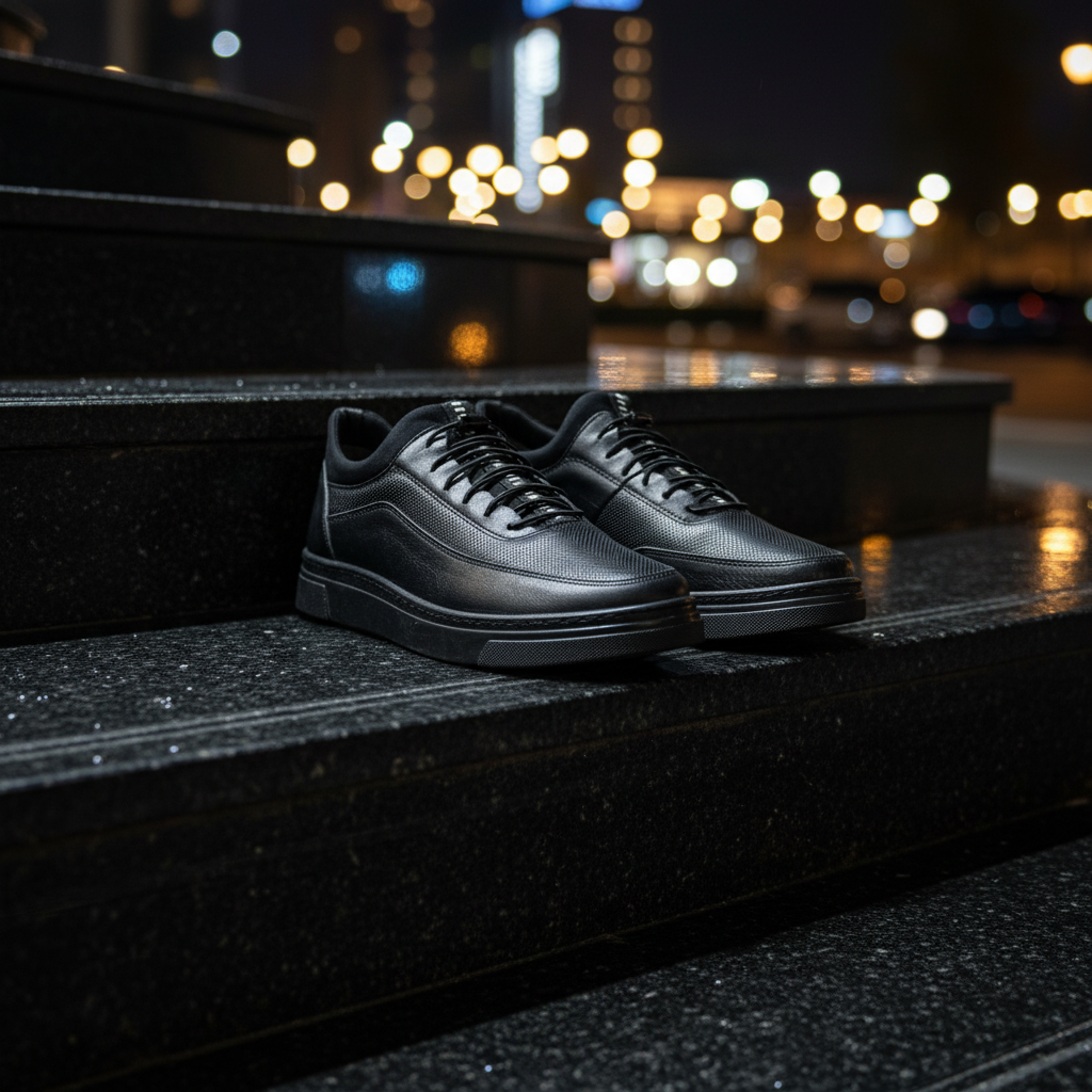 Siyah Deri Sneaker – Erkek Günlük Ayakkabı