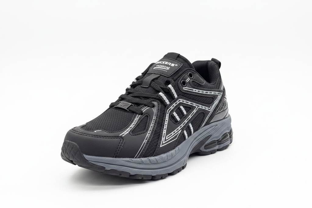Wickers Retro Runner Tam Siyah Gri Taban Premium Sneaker