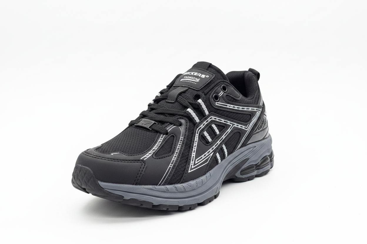 Wickers Retro Runner Tam Siyah Gri Taban Premium Sneaker
