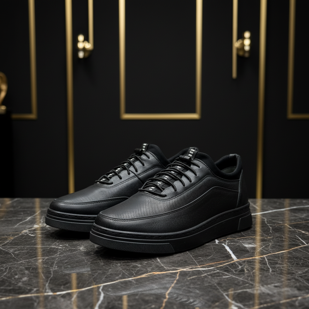 Siyah Deri Sneaker – Erkek Günlük Ayakkabı