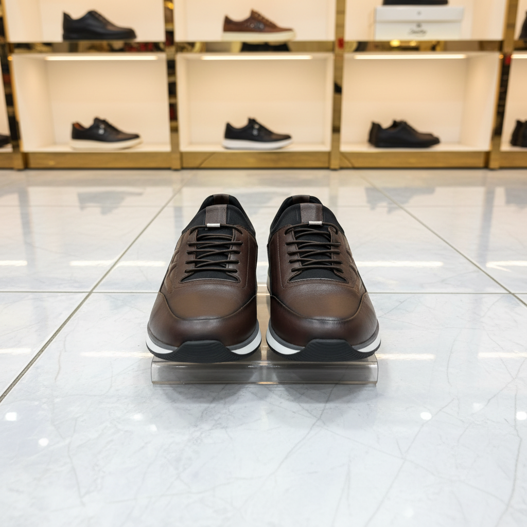 Kahverengi Deri Spor Sneaker – Erkek Premium Ayakkabı