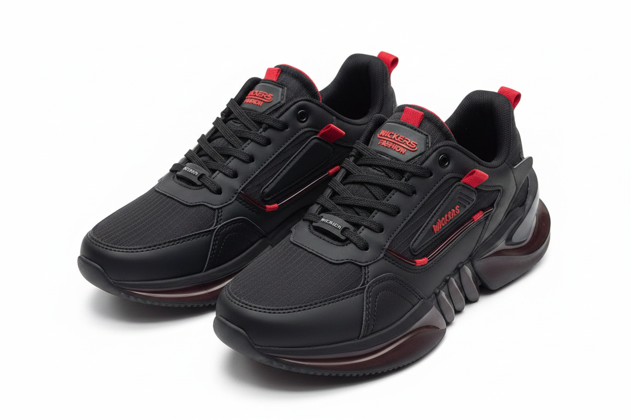 Wickers Fashion Siyah Kırmızı Spor Ayakkabı