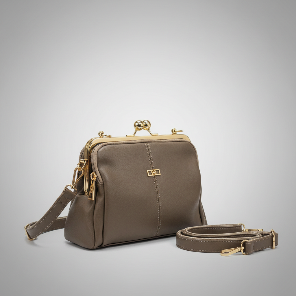 Vizon Vintage Frame Çanta – Altın Tokalı Retro Doctor Bag